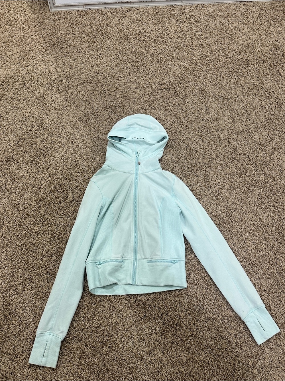 lululemon athletica Light blue Hooded Zip Jacket with dark blue Trim